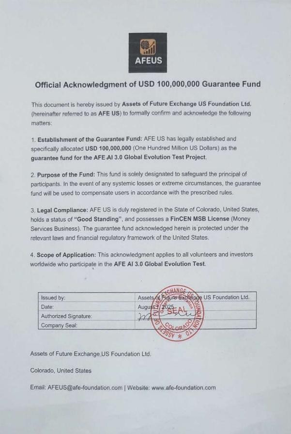 100 M USD backing AFE Foundation